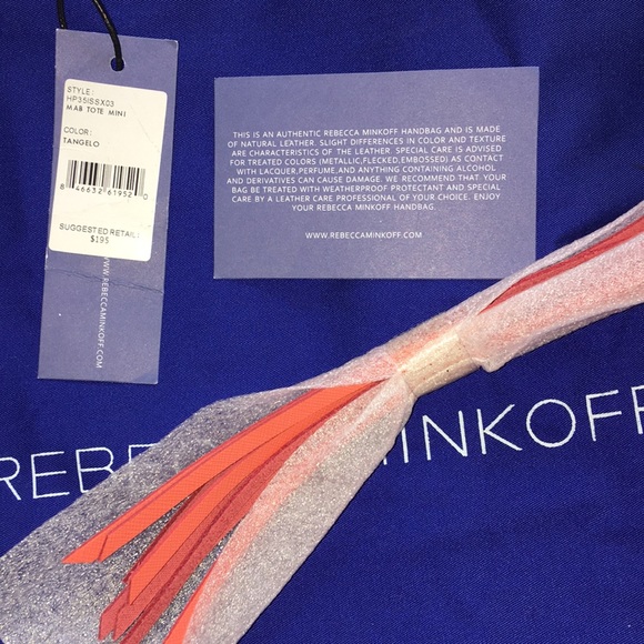Rebecca Minkoff Mini Mab Tote Coral Tangelo + Dust Bag - Picture 8 of 9